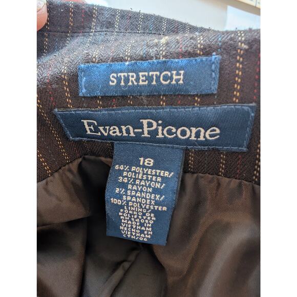 Evan‎ Picone Women's Brown Striped Blazer Jacket Shoulder Pads Career Size 18W - Picture 4 of 5